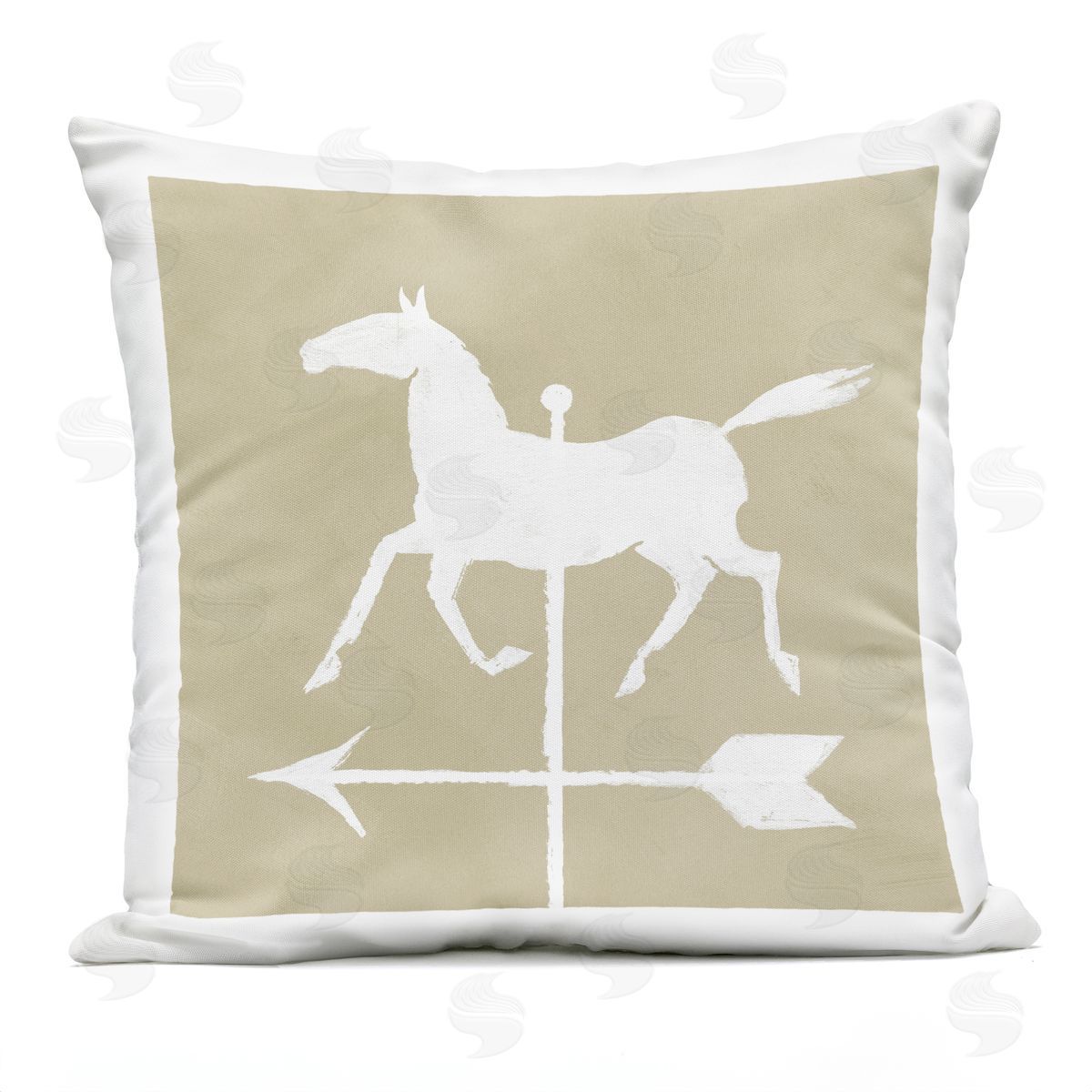 Trotting Horse Weathervane Compass Silhouette Outdoor Printed Pillow, Home Decor by Jacob Green