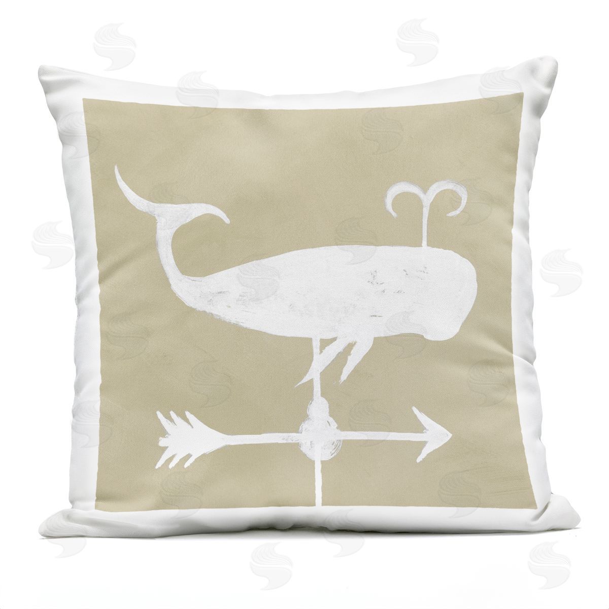 Marine Whale Weathervane Compass Shape Outdoor Printed Pillow, Home Decor by Jacob Green