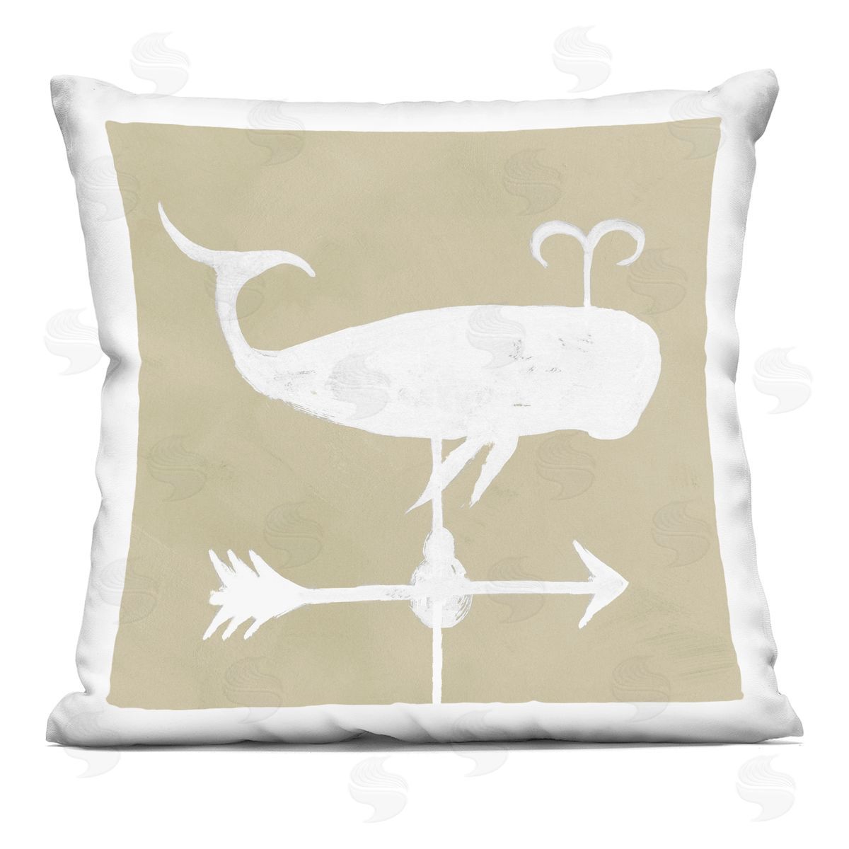 Marine Whale Weathervane Compass Shape Decorative Printed Pillow, Home Decor by Jacob Green