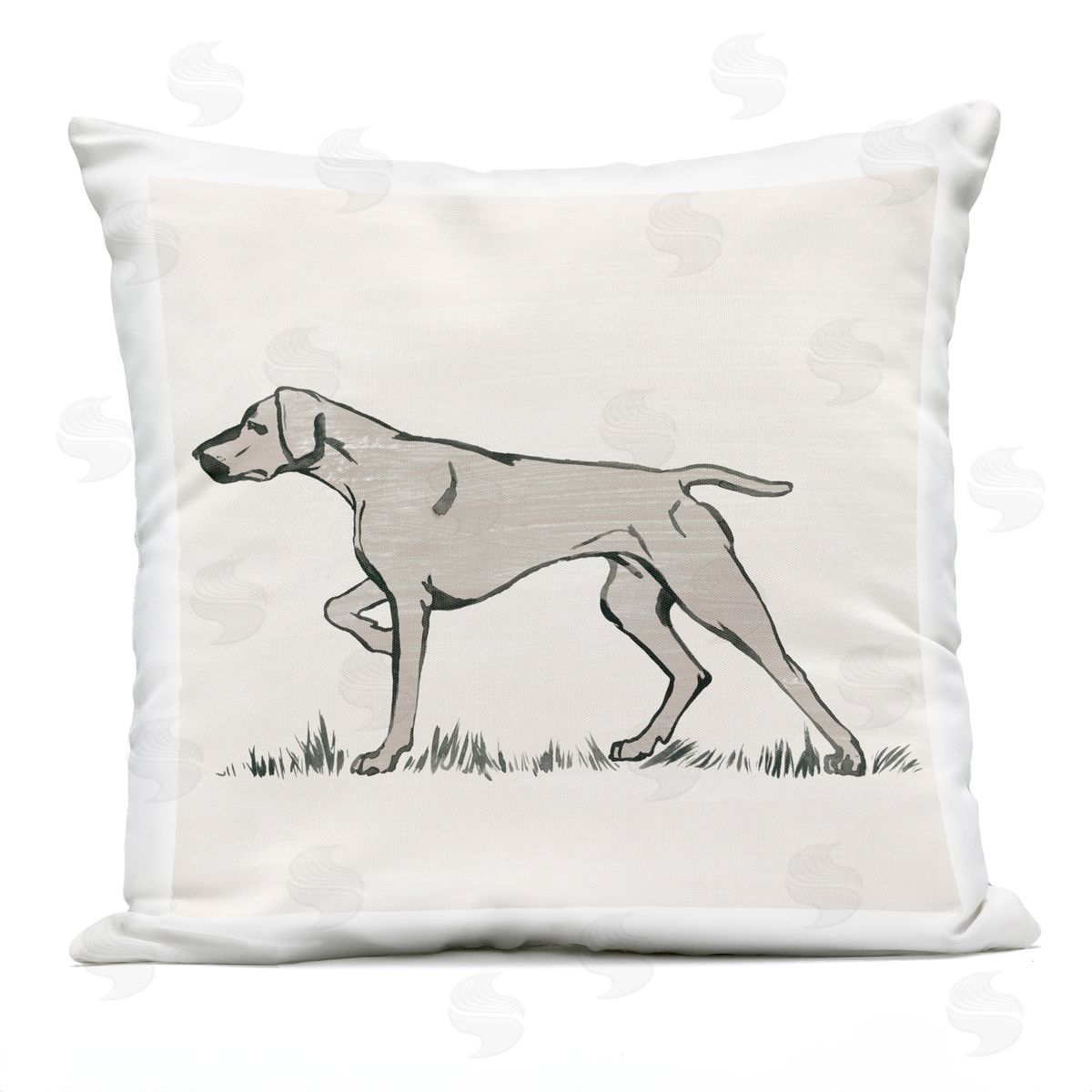 Focused Hunting Dog Minimal Animal Design Outdoor Printed Pillow, Home Decor by Grace Popp