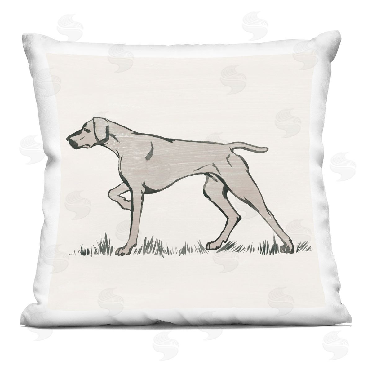 Focused Hunting Dog Minimal Animal Design Decorative Printed Pillow, Home Decor by Grace Popp