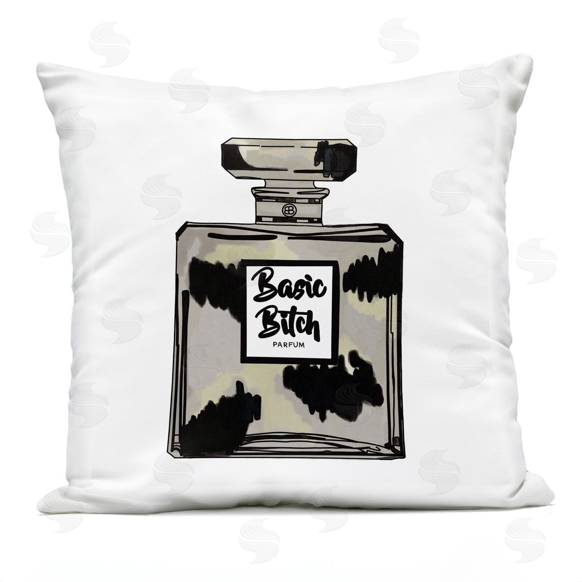 Basic B**** Glam Fashion Perfume Bottle Outdoor Printed Pillow, Home Decor by Amelia Noyes