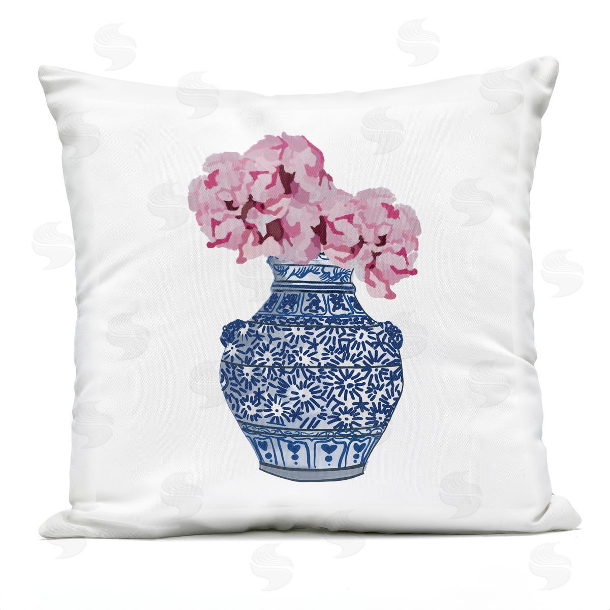 Blooming Flower Bouquet Ornate Pattern Vase Outdoor Printed Pillow, Home Decor by Amelia Noyes