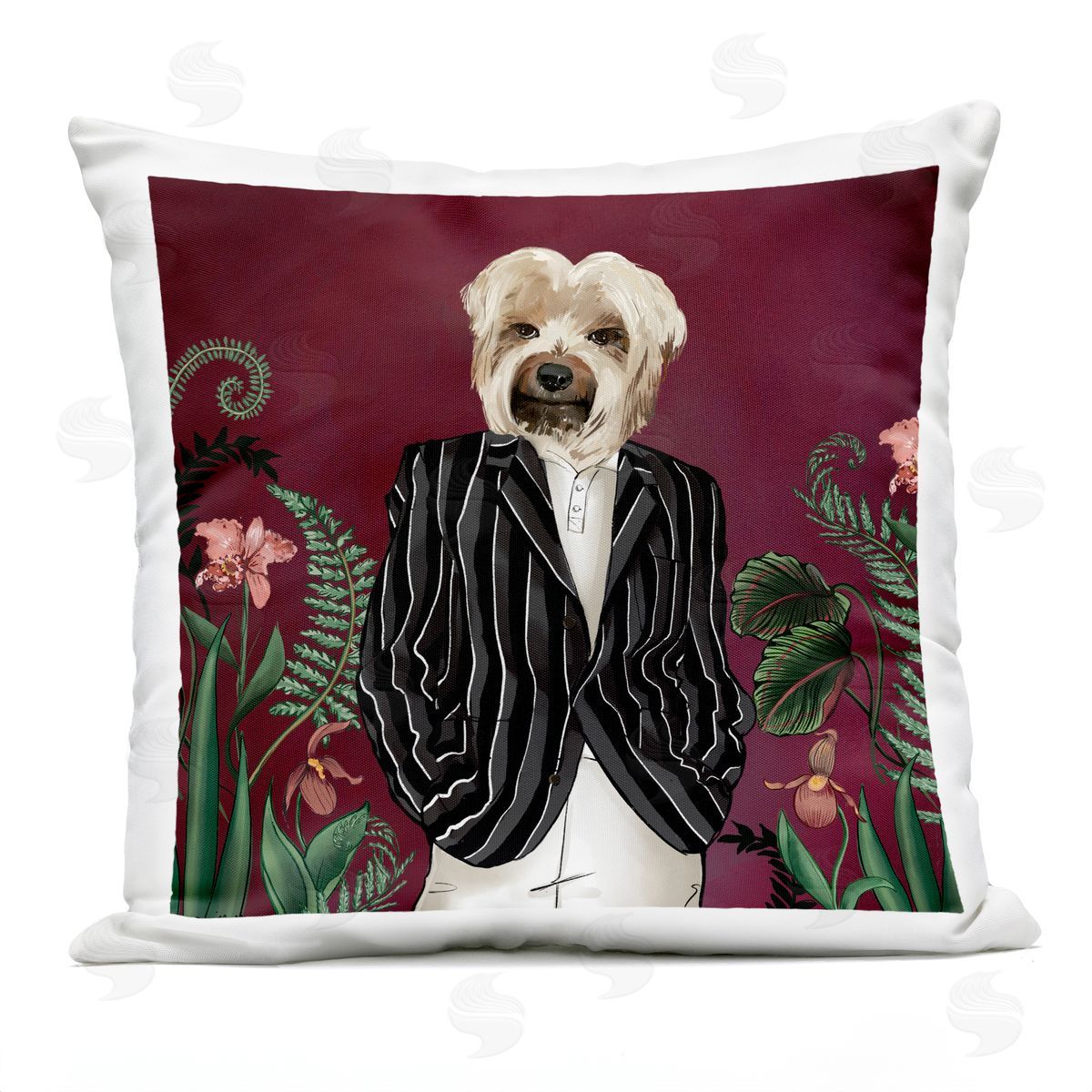 Handsome Dog Stylish Fashion Botanicals Outdoor Printed Pillow, Home Decor by House of Rose