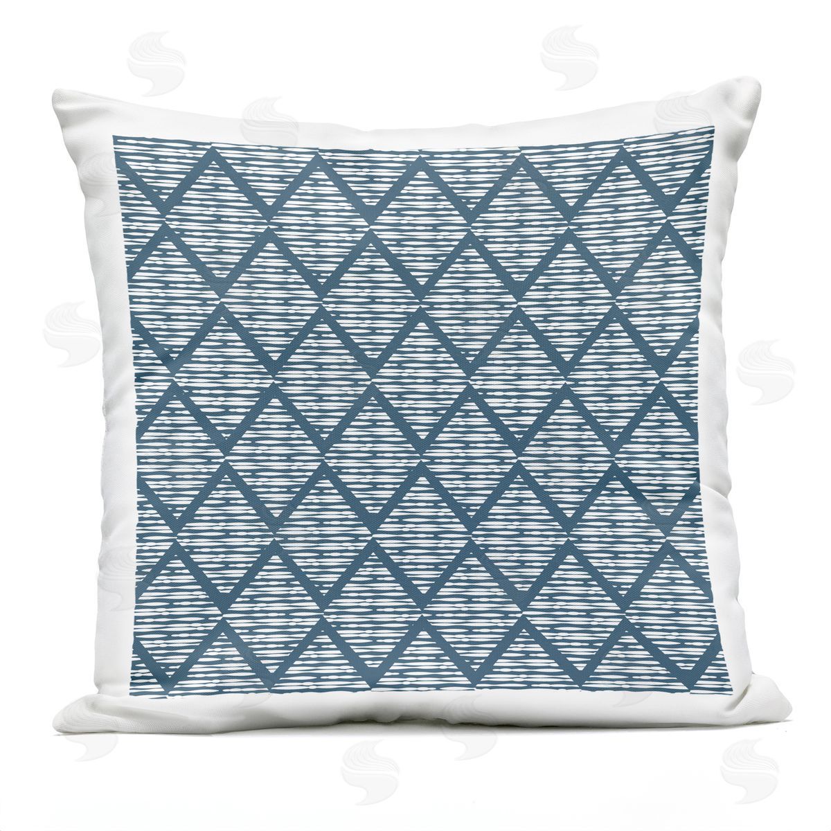 Blue Zigzag Geometric Stripe Pattern Outdoor Printed Pillow, Home Decor by Linda Birtel