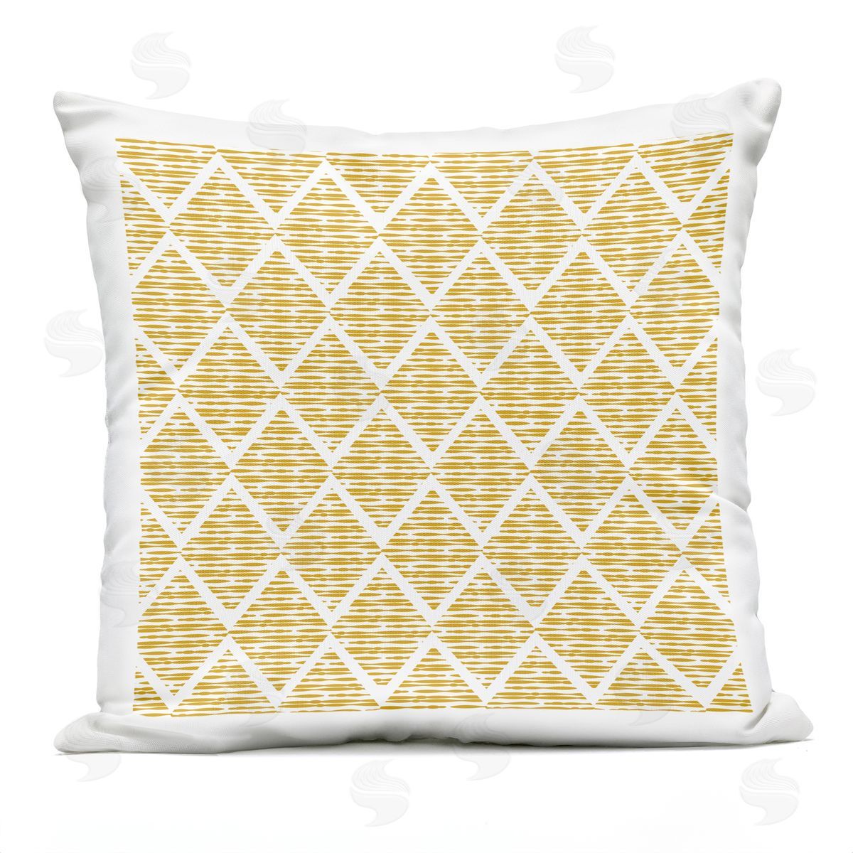 Yellow Abstract Zigzag Diamond Pattern Outdoor Printed Pillow, Home Decor by Linda Birtel