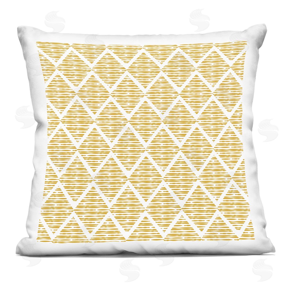 Yellow Abstract Zigzag Diamond Pattern Decorative Printed Pillow, Home Decor by Linda Birtel