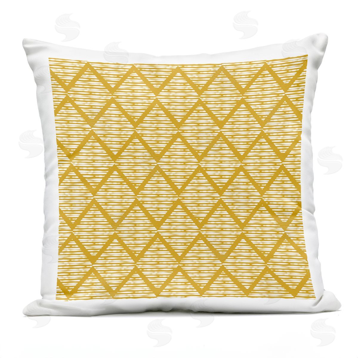 Yellow Diamond Shape Zigzag Pattern Outdoor Printed Pillow, Home Decor by Linda Birtel