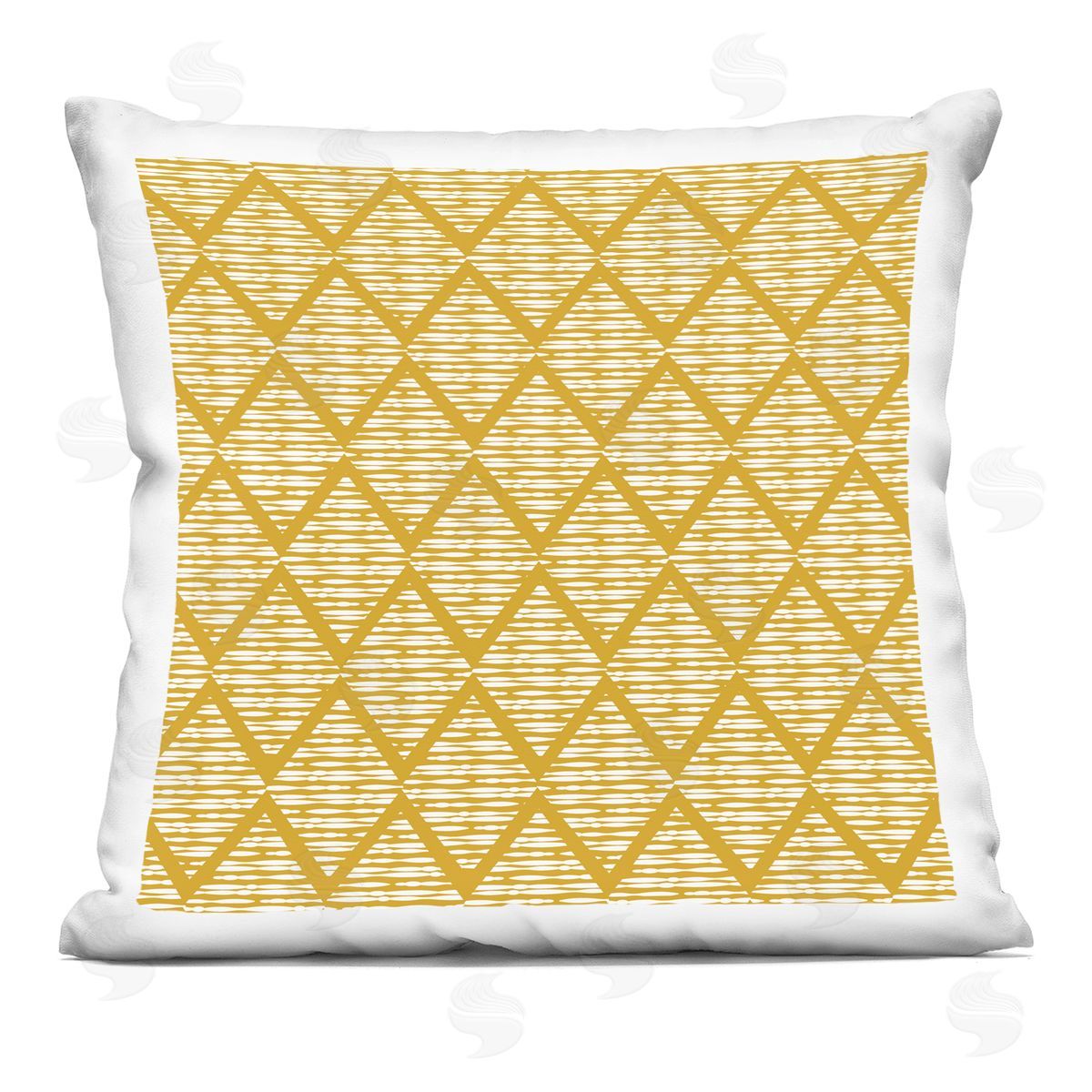 Yellow Diamond Shape Zigzag Pattern Decorative Printed Pillow, Home Decor by Linda Birtel