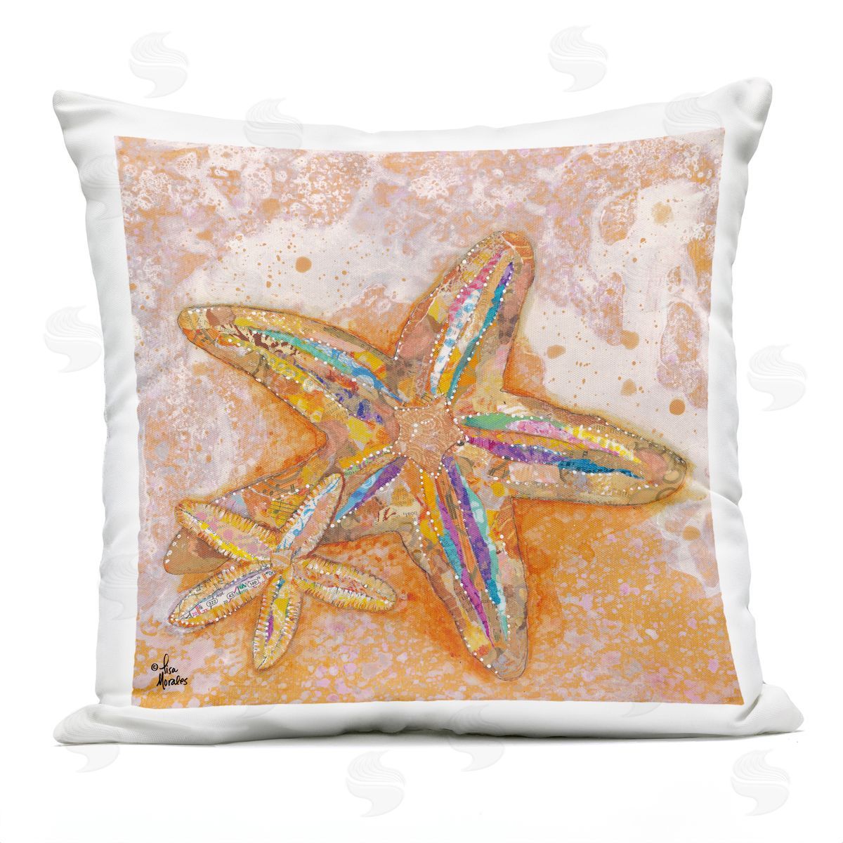 Starfish Beach Shore Nautical Animal Outdoor Printed Pillow, Home Decor by Lisa Morales