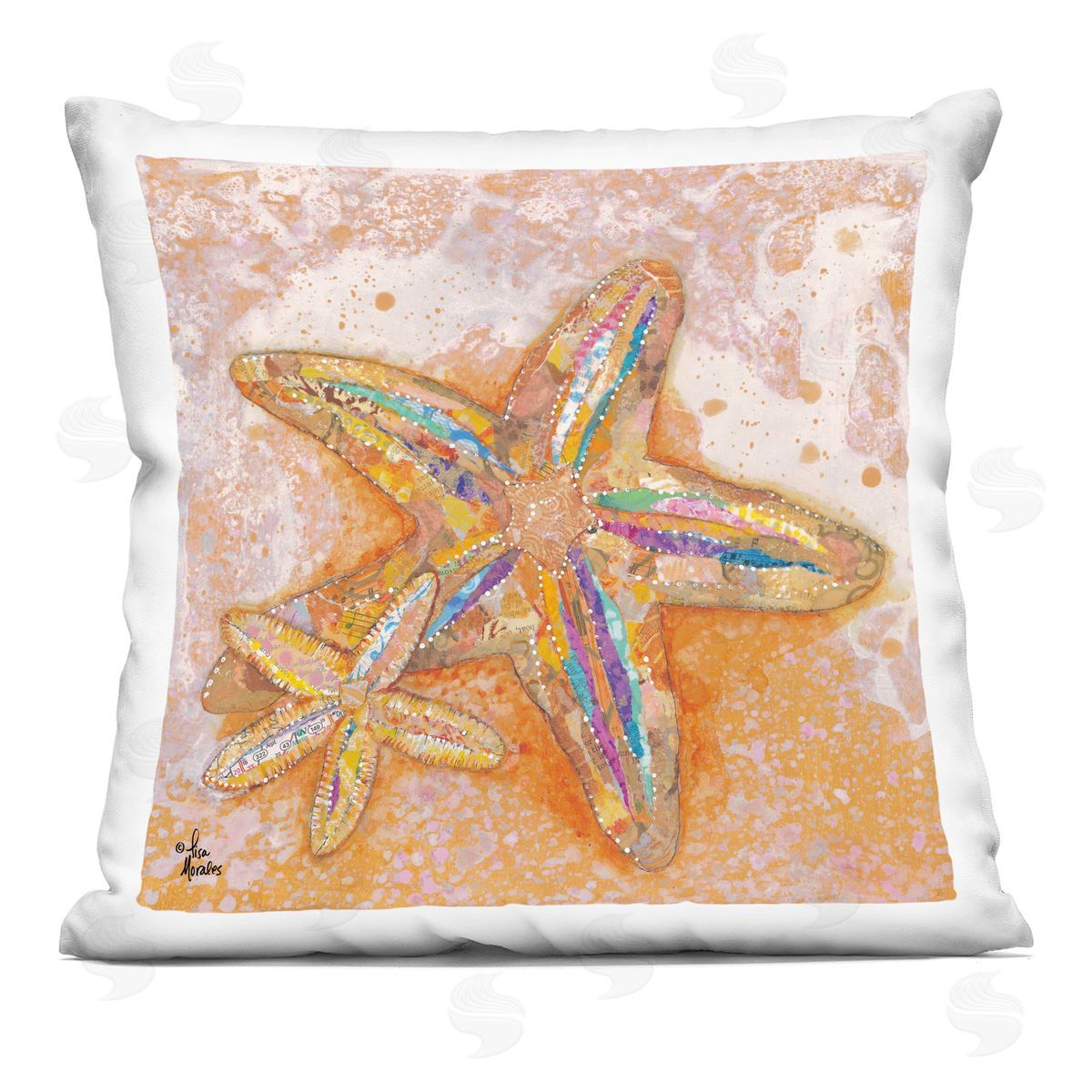 Starfish Beach Shore Nautical Animal Decorative Printed Pillow, Home Decor by Lisa Morales