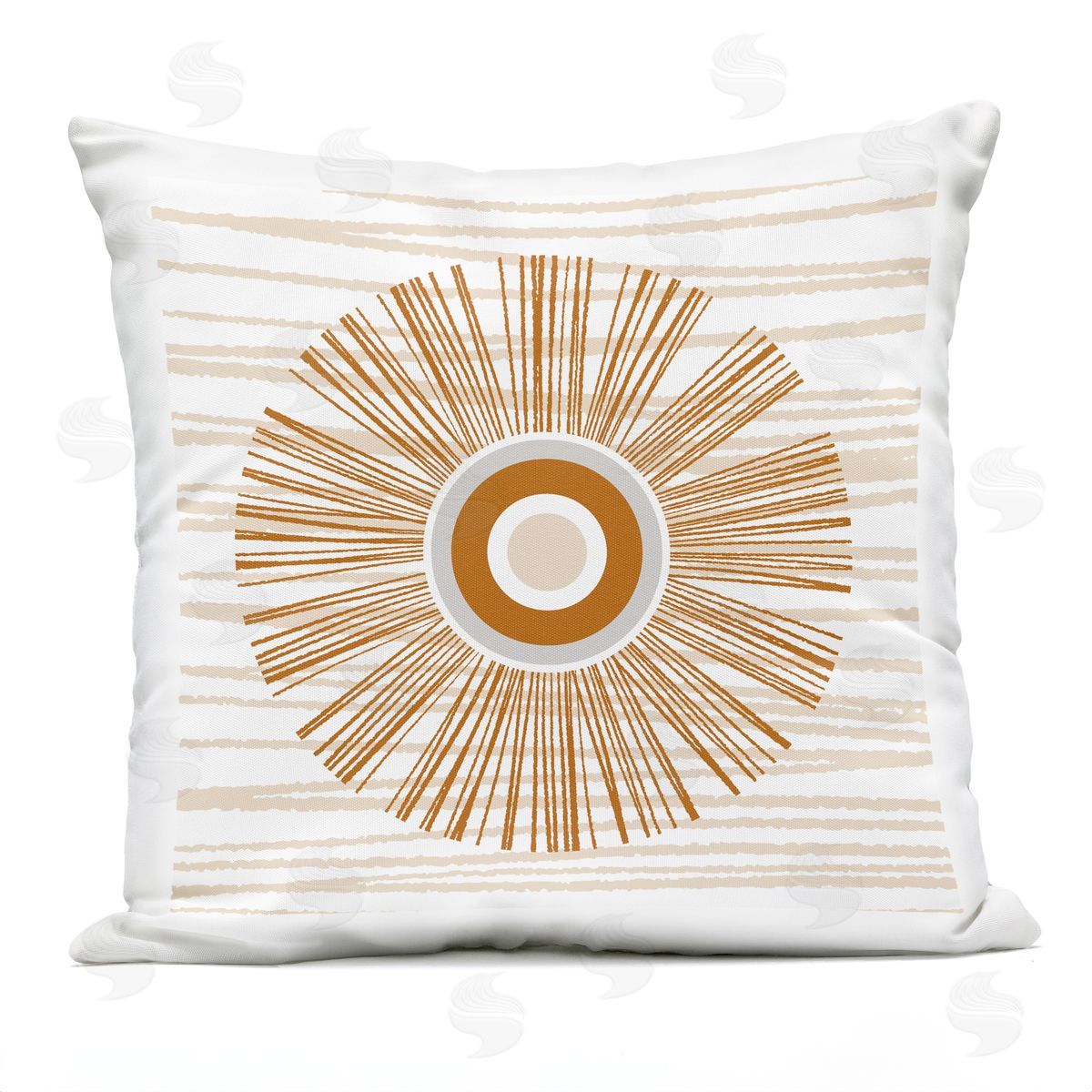 Boho Abstract Sun Ray Stripes Outdoor Printed Pillow, Home Decor by Martina Pavlova