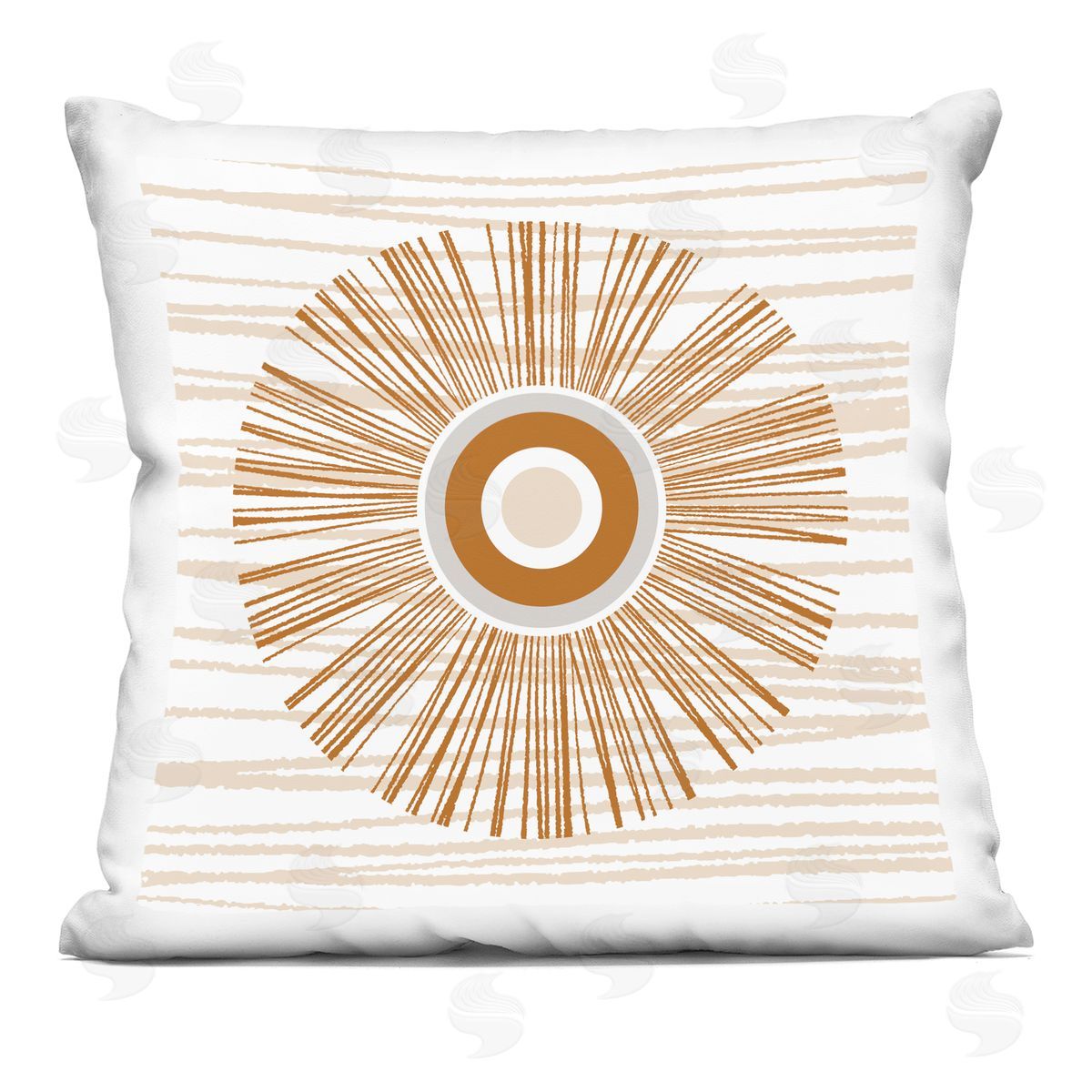 Boho Abstract Sun Ray Stripes Decorative Printed Pillow, Home Decor by Martina Pavlova