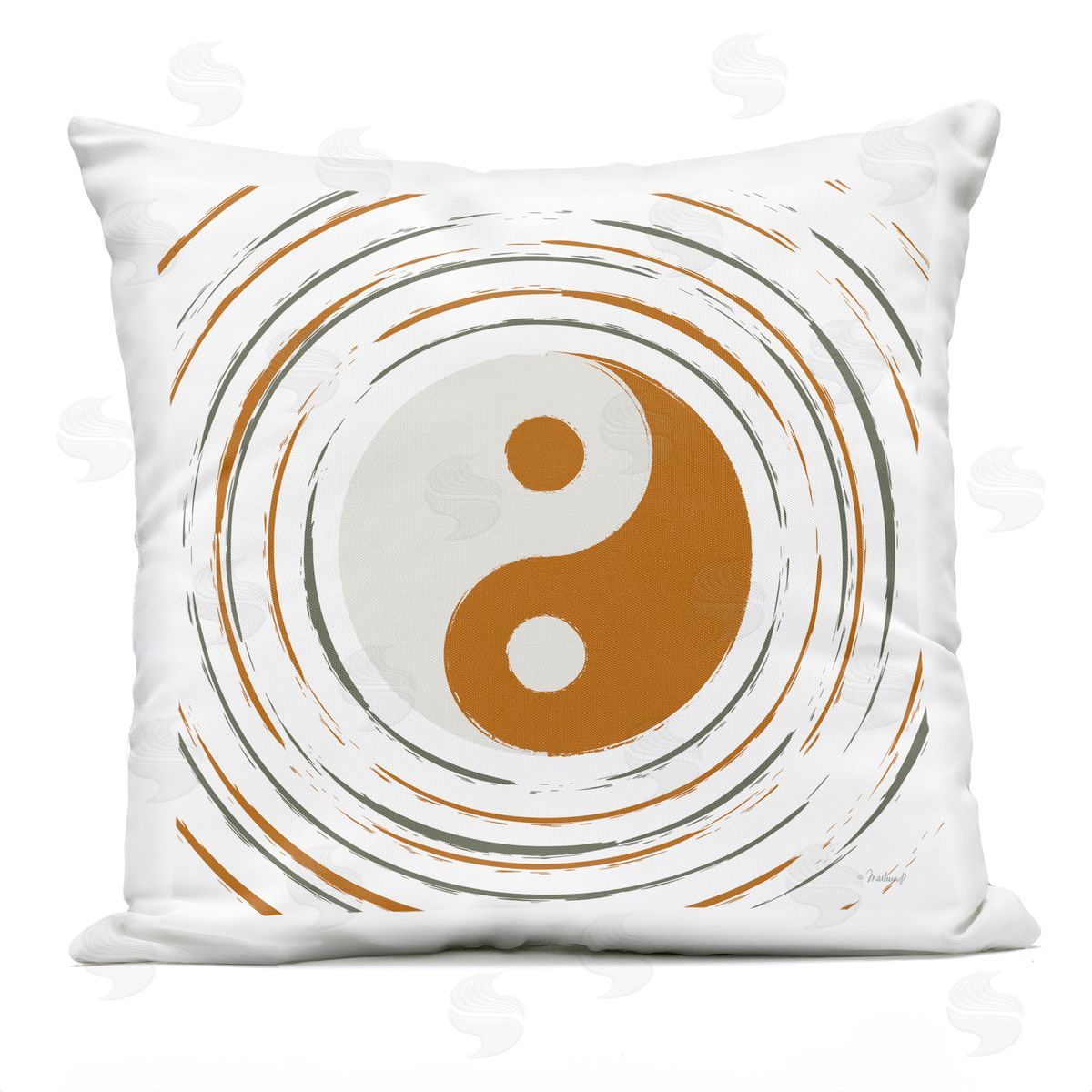 Spiritual Yin Yang Symbol Shape Outdoor Printed Pillow, Home Decor by Martina Pavlova
