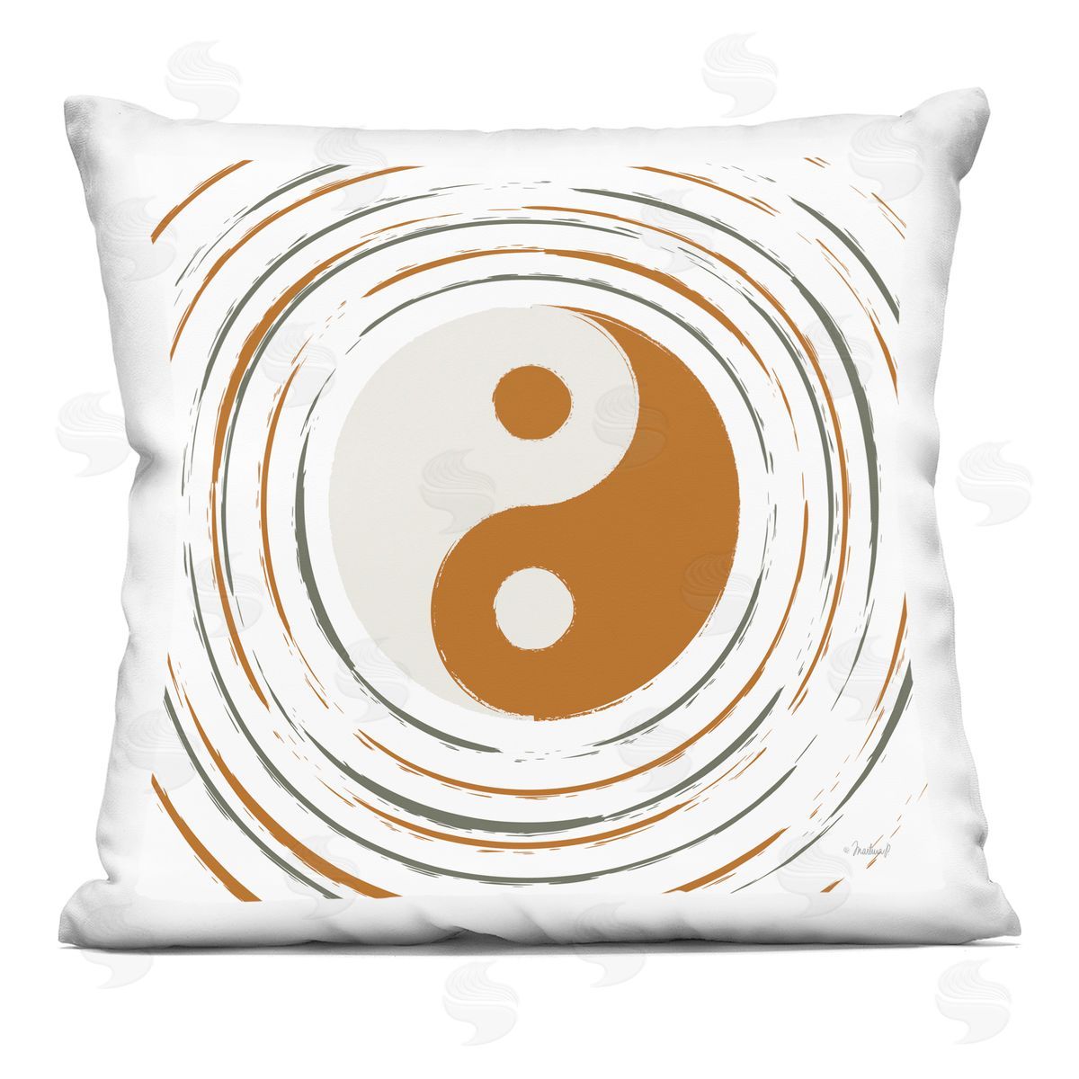 Spiritual Yin Yang Symbol Shape Decorative Printed Pillow, Home Decor by Martina Pavlova