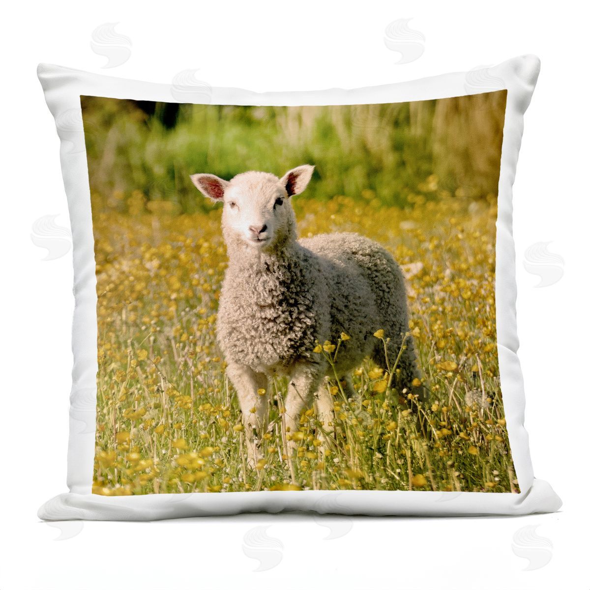 Farmland Sheep Country Flower Meadow Outdoor Printed Pillow, Home Decor by Stupell Studio