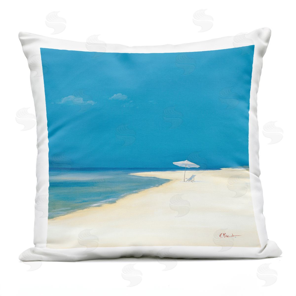 Relaxing Beach Scene Clear Summer Day Outdoor Printed Pillow, Home Decor by Paul Brent