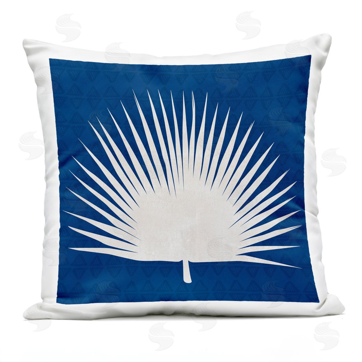 Wide Palm Leaf Abstract Blue White Outdoor Printed Pillow, Home Decor by Susan Jill