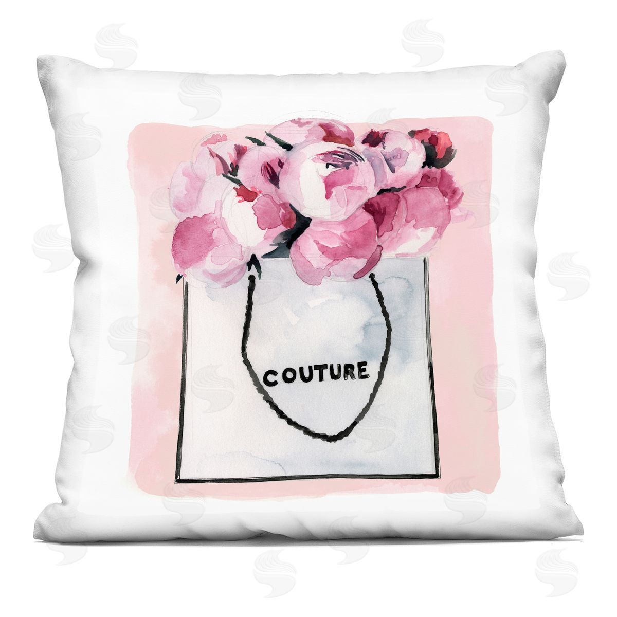 Pink Peony Flower Bouquet Fashion Couture Vase Decorative Printed Pillow, Home Decor by Jennifer Paxton Parker