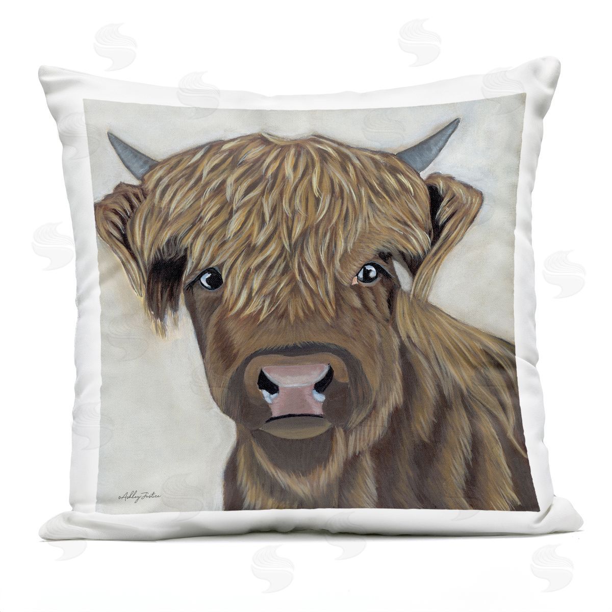 Brown Farm Cattle Calf Rural Animal Outdoor Printed Pillow, Home Decor by Ashley Justice