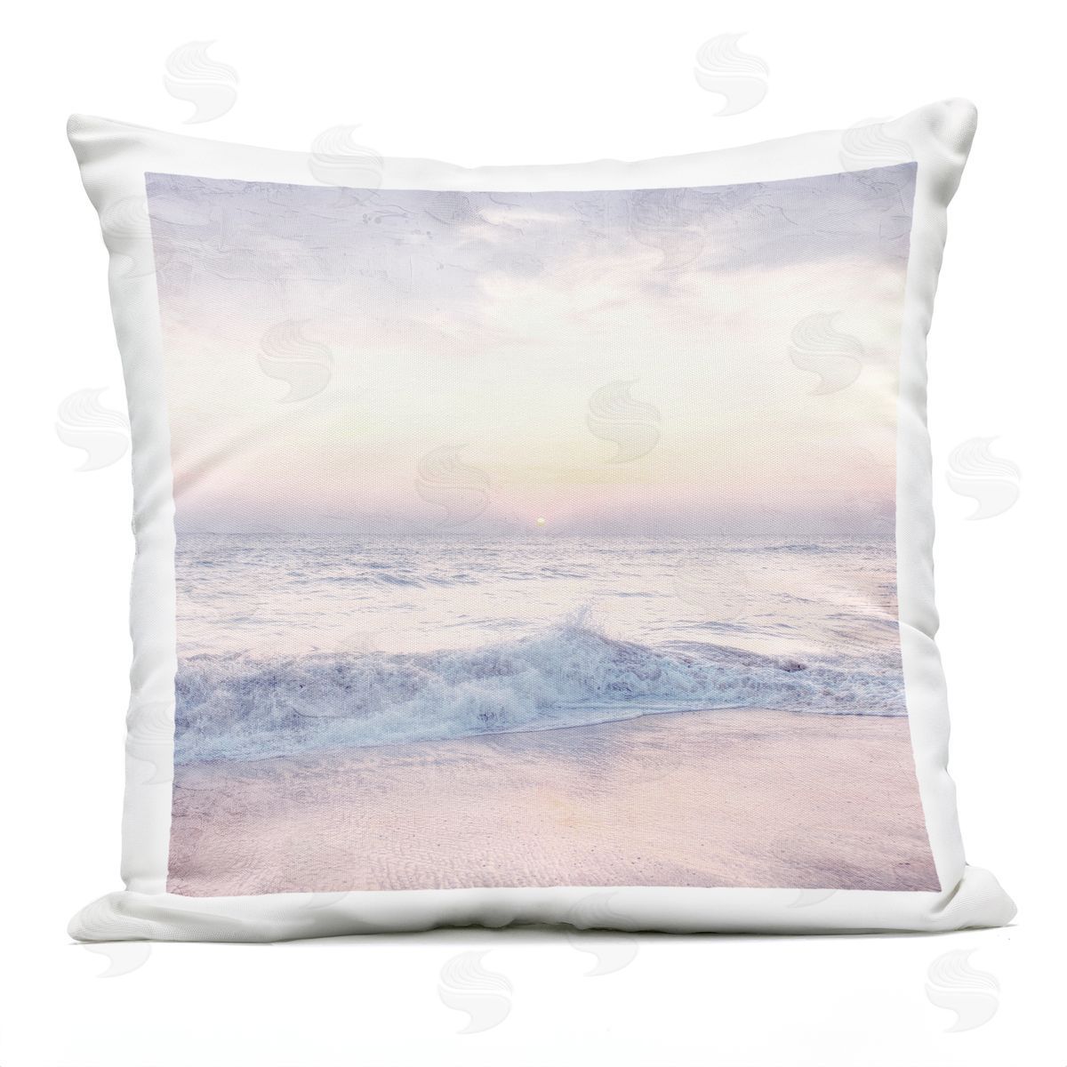 Crashing Beach Waves Pastel Ocean Shore Outdoor Printed Pillow, Home Decor by Ann Bailey