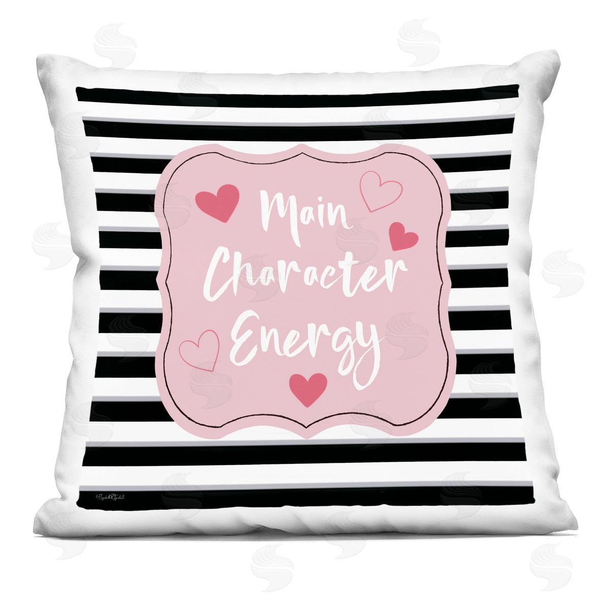 Main Character Energy Bold Pink Black Stripes Decorative Printed Pillow, Home Decor by Elizabeth Tyndall
