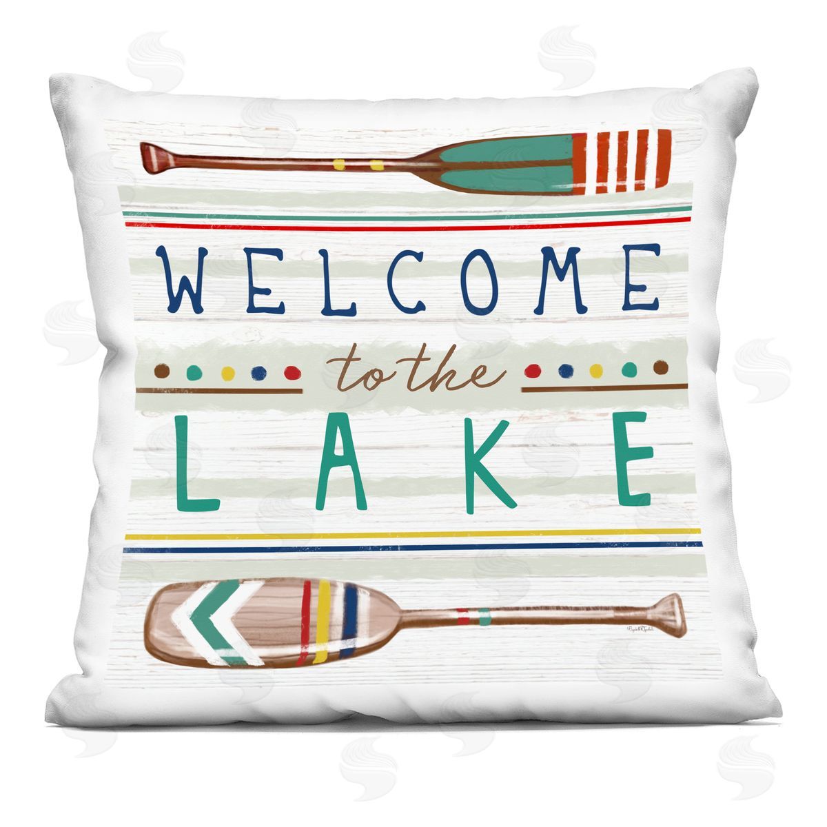 Welcome to Lake Striped Oars Decorative Printed Pillow, Home Decor by Elizabeth Tyndall