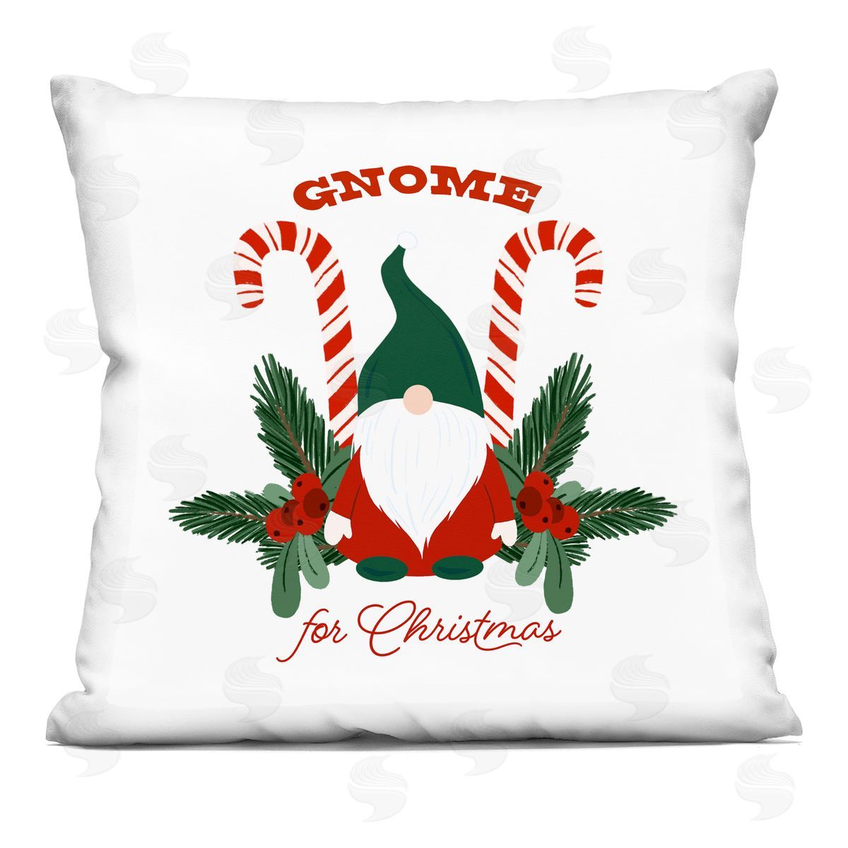 Gnome For Christmas Holiday Elf Candy Canes Decorative Printed Pillow, Home Decor by Saturday Evening Post