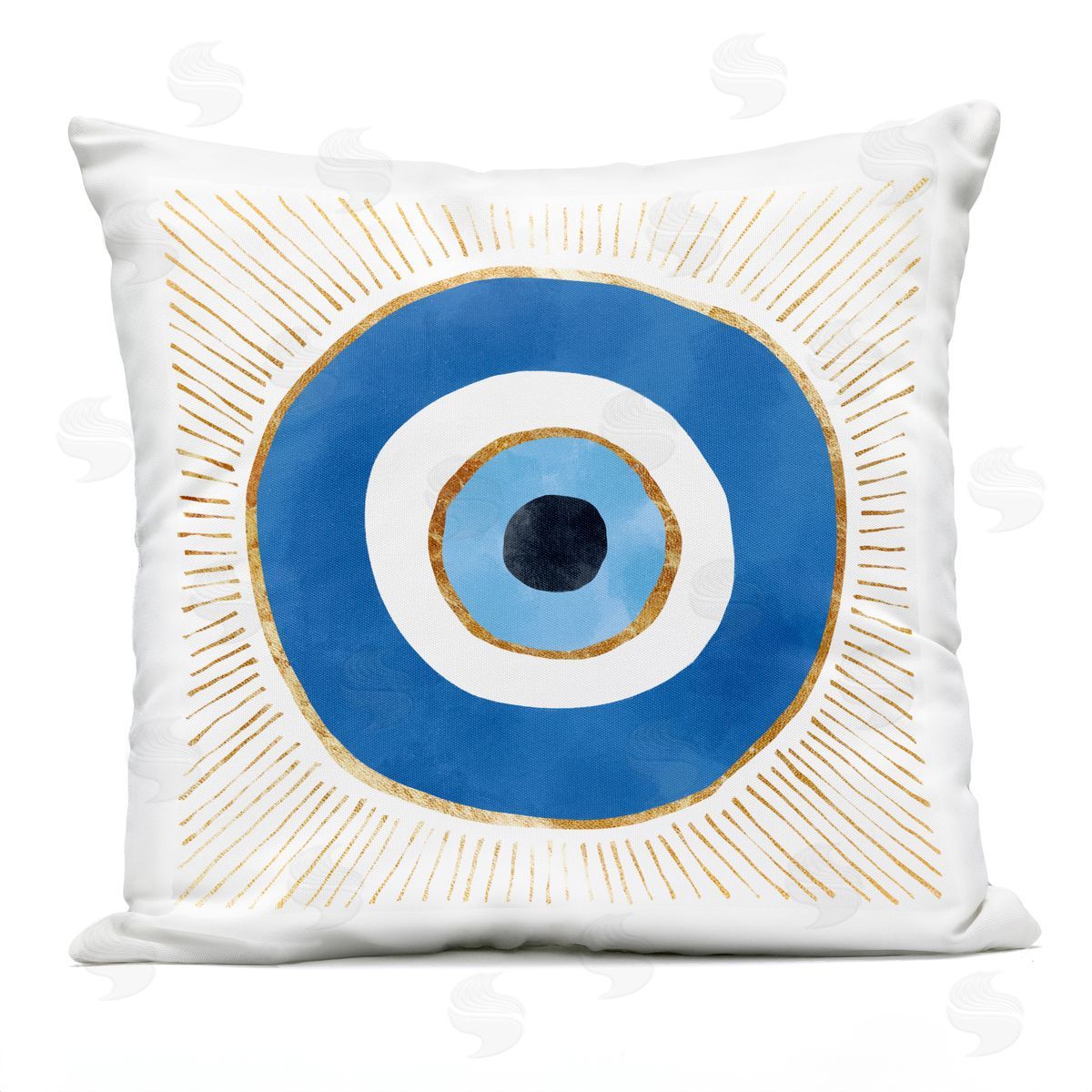 Blue Spiritual Evil Eye Outdoor Printed Pillow, Home Decor by Ziwei Li