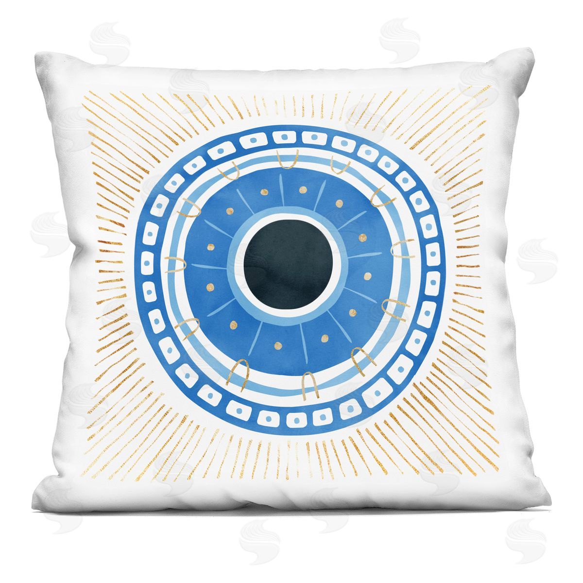 Evil Eye Geometric Pattern Decorative Printed Pillow, Home Decor by Ziwei Li