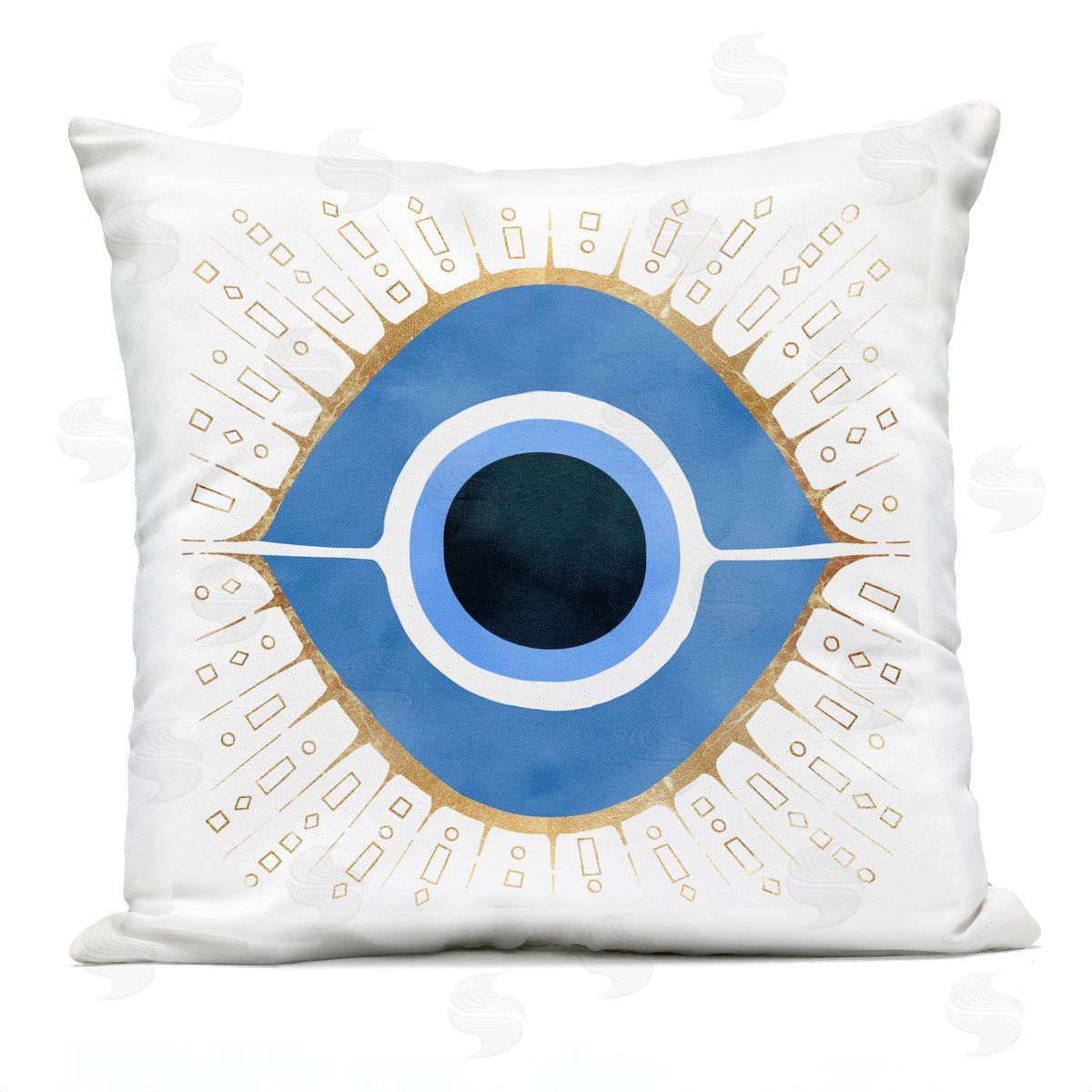 Blue Evil Eye Outdoor Printed Pillow, Home Decor by Ziwei Li