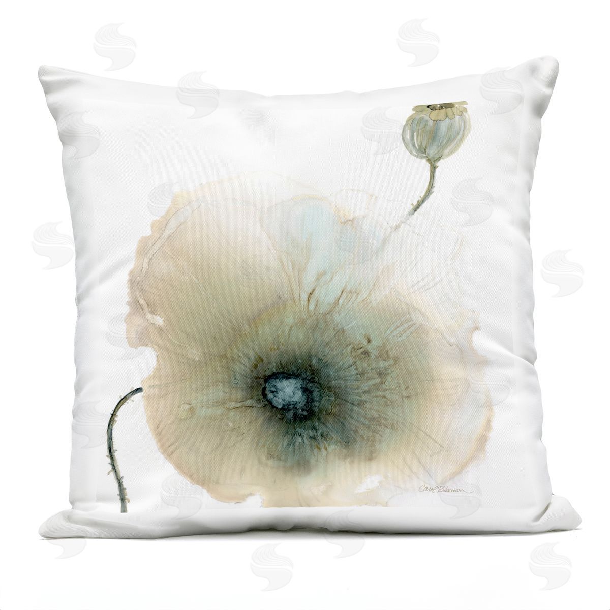 Abstract Floral Design Budding Blossom Outdoor Printed Pillow, Home Decor by Carol Robinson