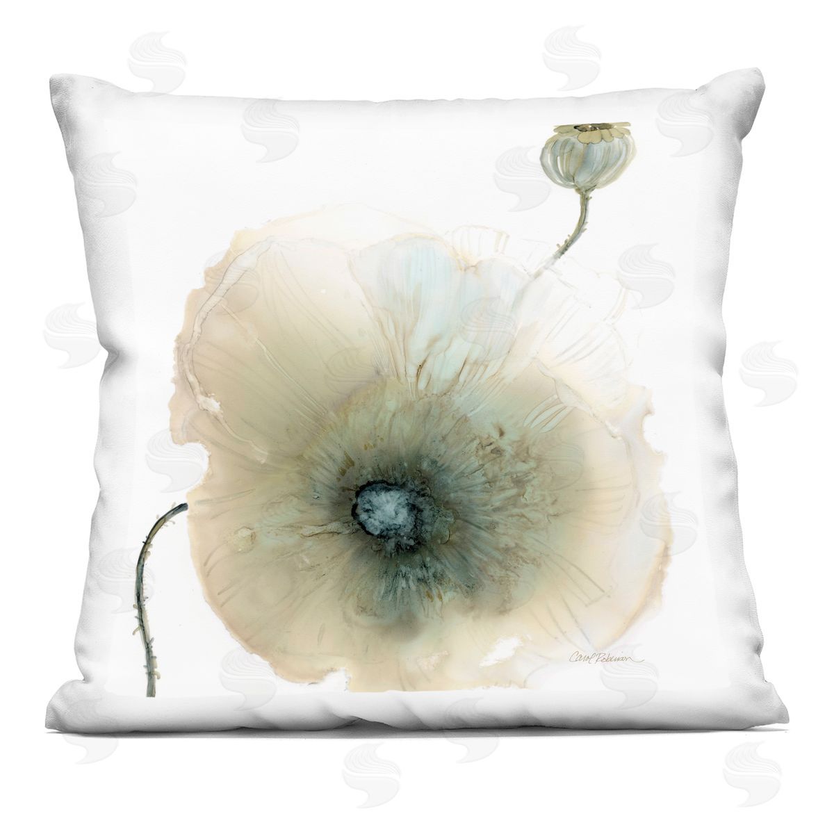 Abstract Floral Design Budding Blossom Decorative Printed Pillow, Home Decor by Carol Robinson