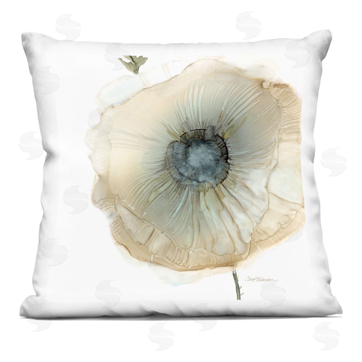 Abstract Poppy Flower Blossom Shape Decorative Printed Pillow, Home Decor by Carol Robinson