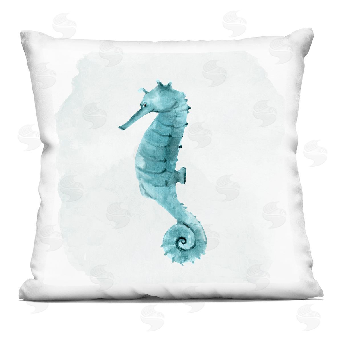 Blue Seahorse Aquatic Marine Life Animal Decorative Printed Pillow, Home Decor by Kim Allen
