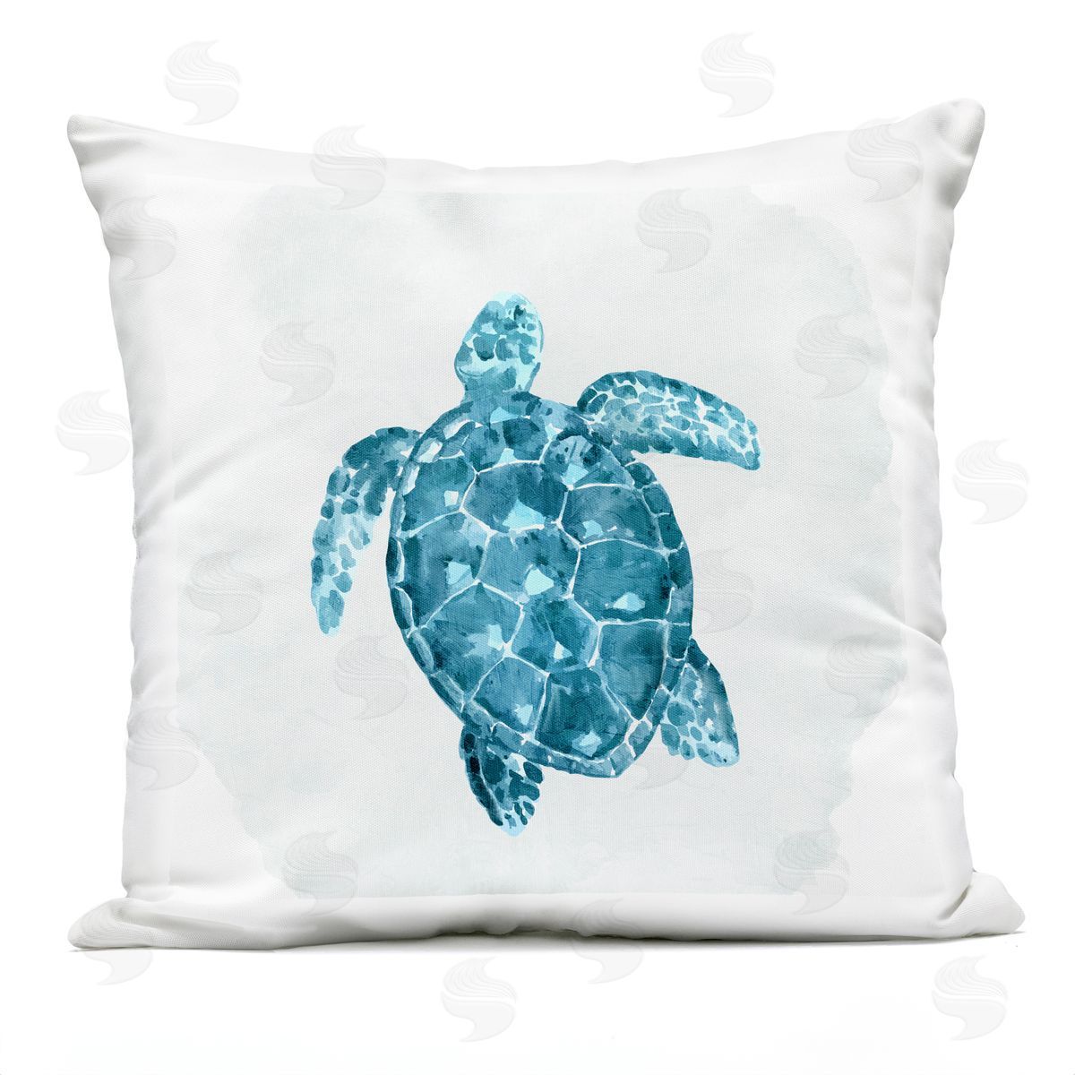 Swimming Blue Sea Turtle Nautical Ocean Animal Outdoor Printed Pillow, Home Decor by Kim Allen