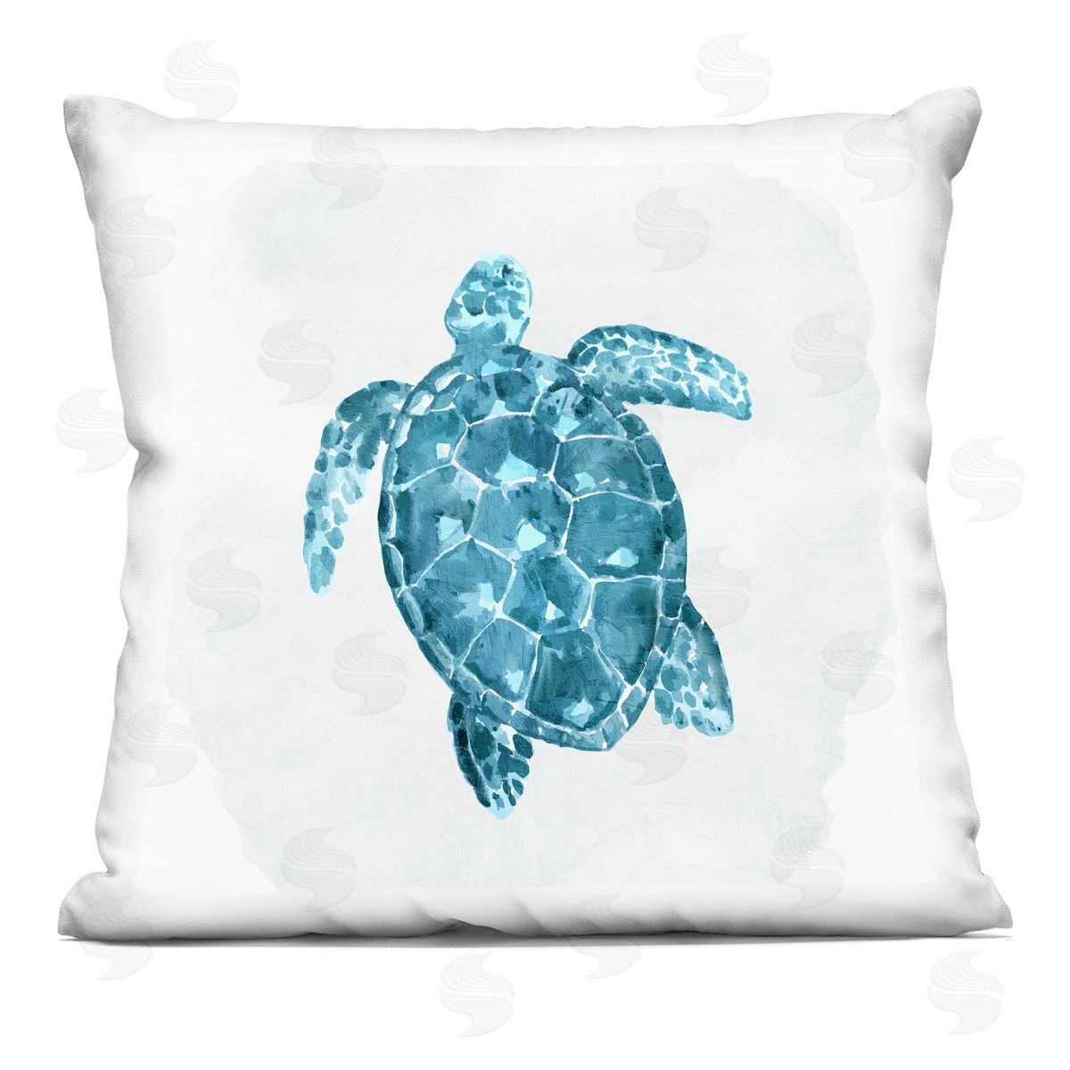 Swimming Blue Sea Turtle Nautical Ocean Animal Decorative Printed Pillow, Home Decor by Kim Allen