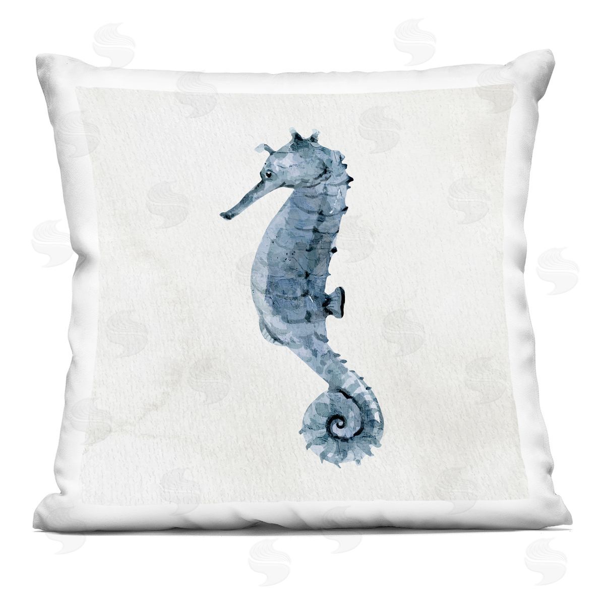 Navy Blue Seahorse Watercolor Detail Sea Life Decorative Printed Pillow, Home Decor by Kim Allen