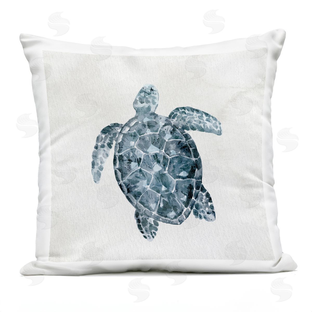 Nautical Sea Turtle Swimming Aquatic Animal Outdoor Printed Pillow, Home Decor by Kim Allen