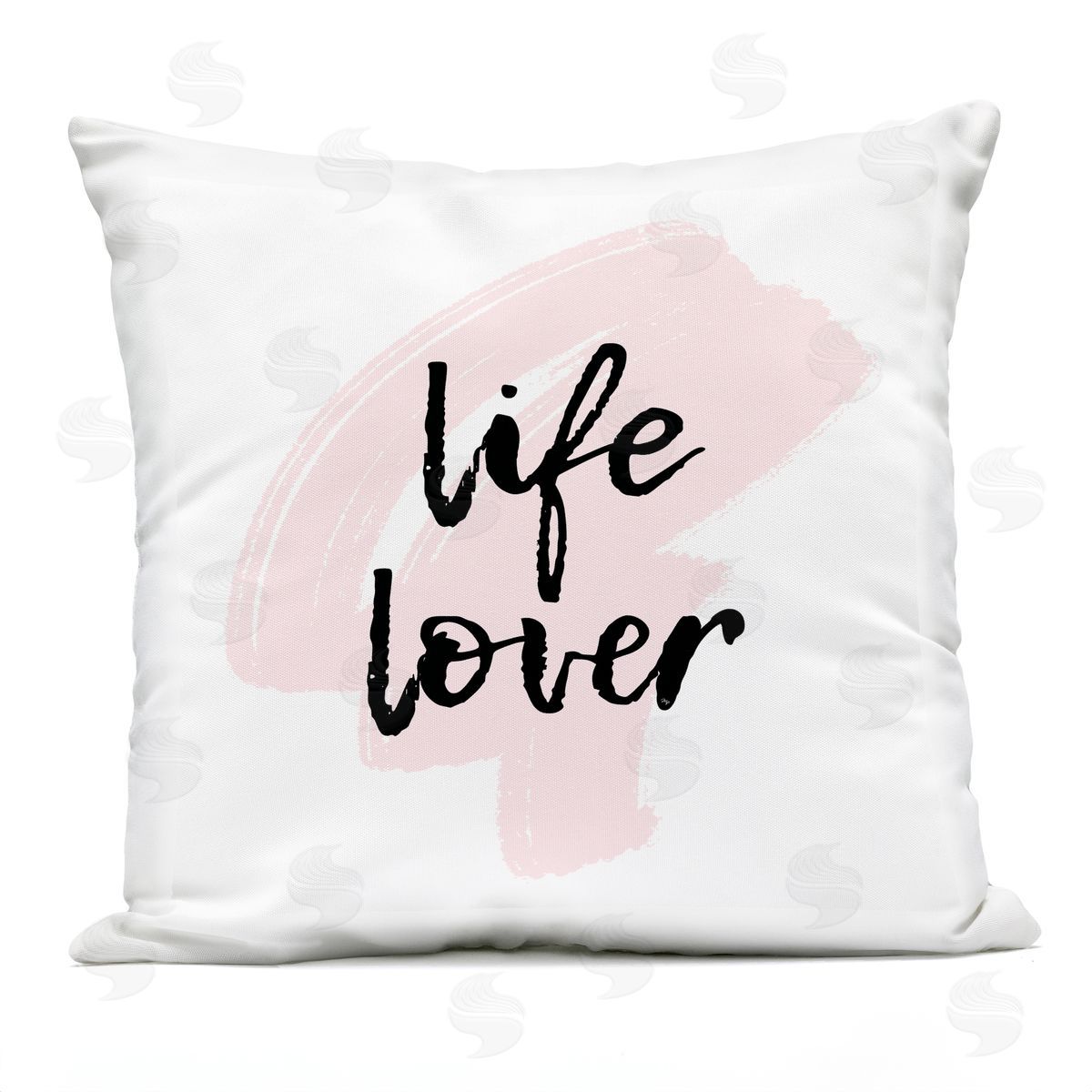 Life Lover Casual Pink Black Calligraphy Outdoor Printed Pillow, Home Decor by Martina Pavlova