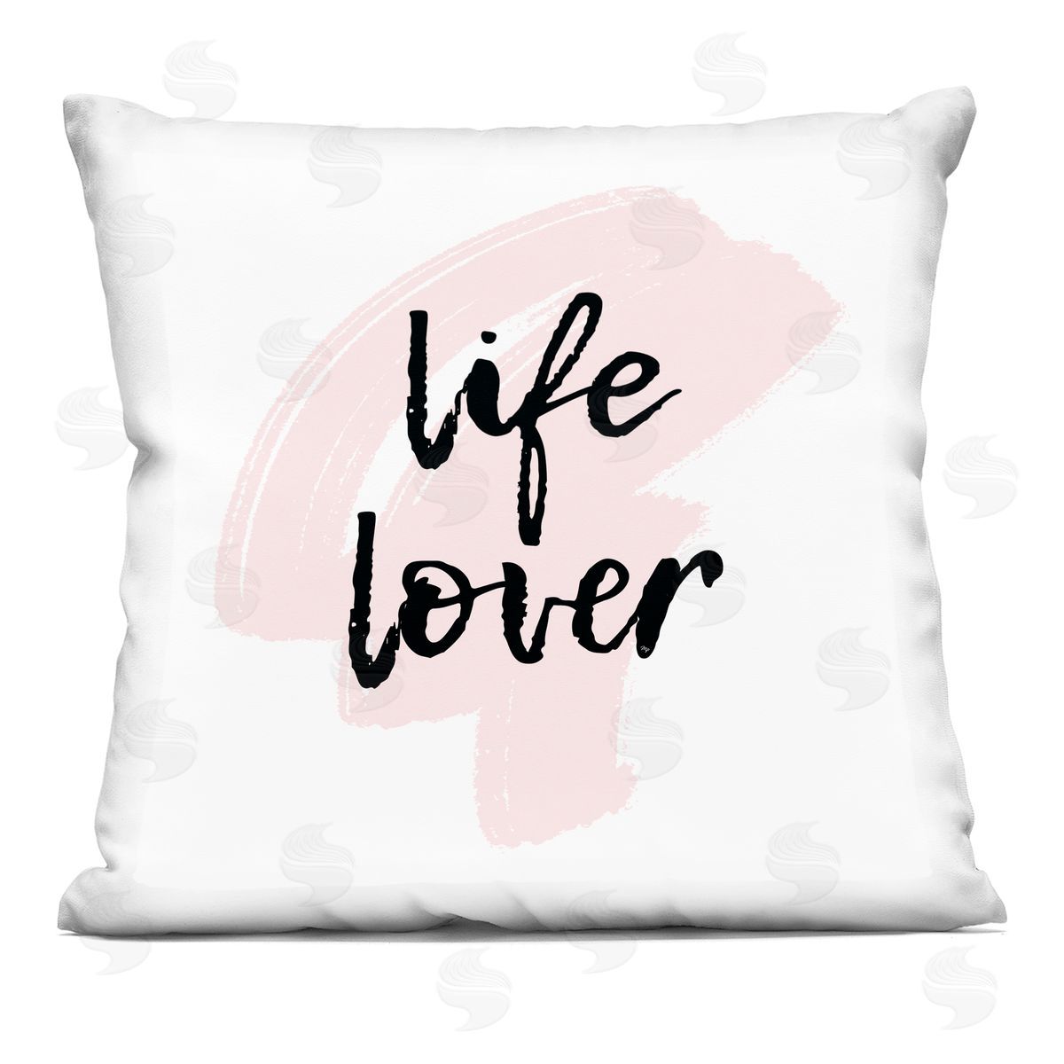 Life Lover Casual Pink Black Calligraphy Decorative Printed Pillow, Home Decor by Martina Pavlova
