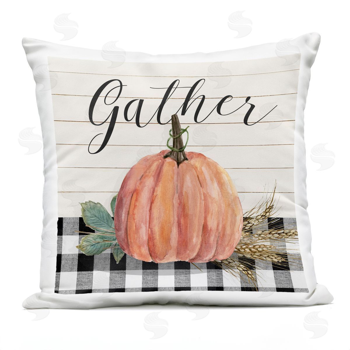 Gather Typography Seasonal Tartan Wheat Botanicals Outdoor Printed Pillow, Home Decor by Livi + Fin