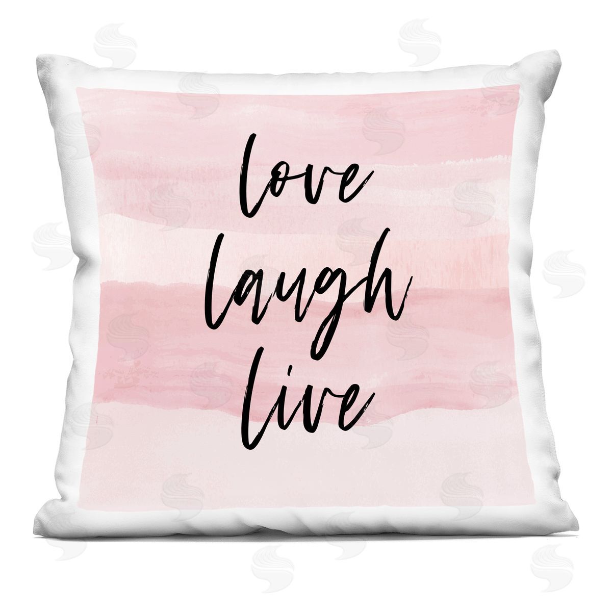 Love Laugh Live Pink Causal Calligraphy Decorative Printed Pillow, Home Decor by Martina Pavlova