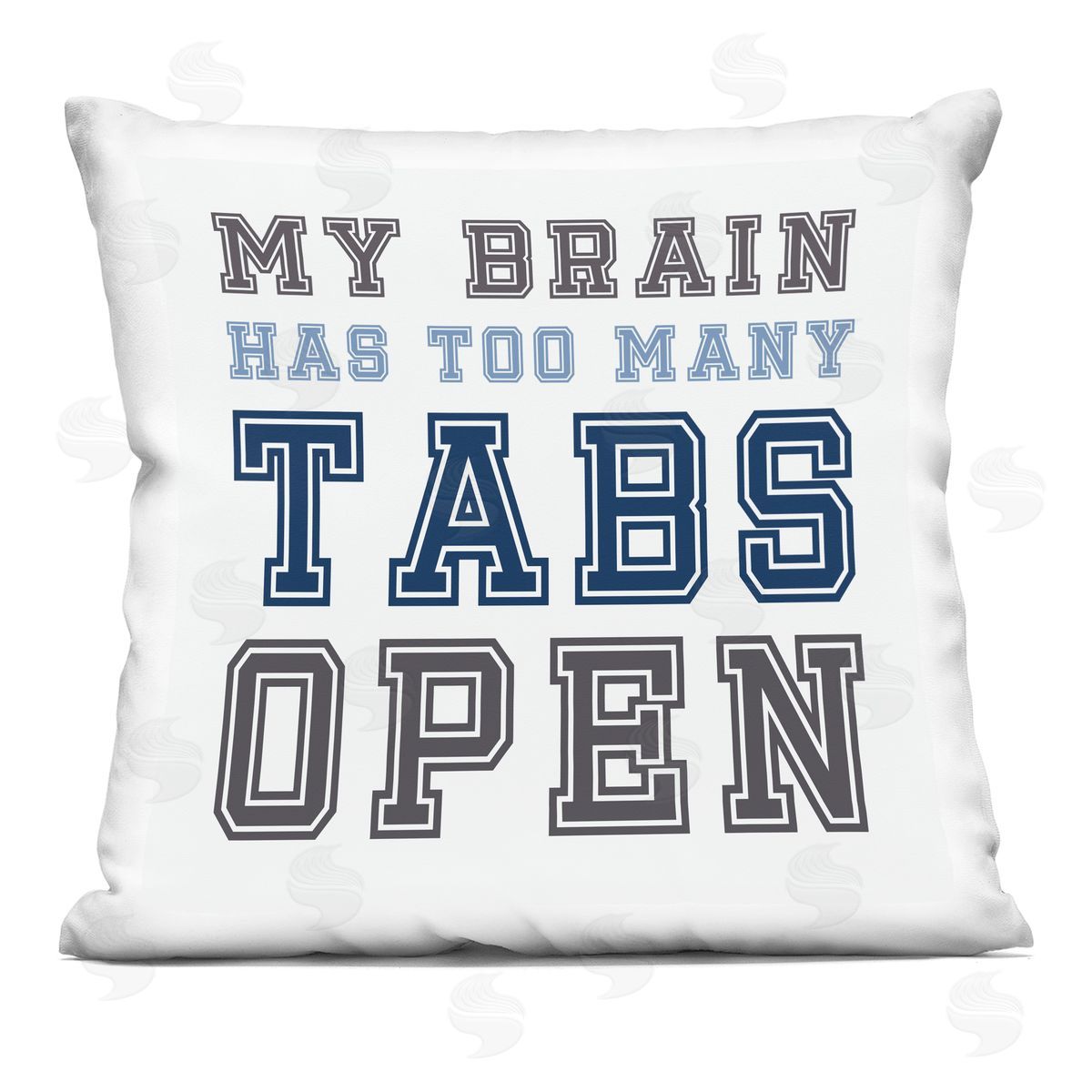 Too Many Tabs Humorous Computer Phrase Typography Decorative Printed Pillow, Home Decor by Leah Straatsma