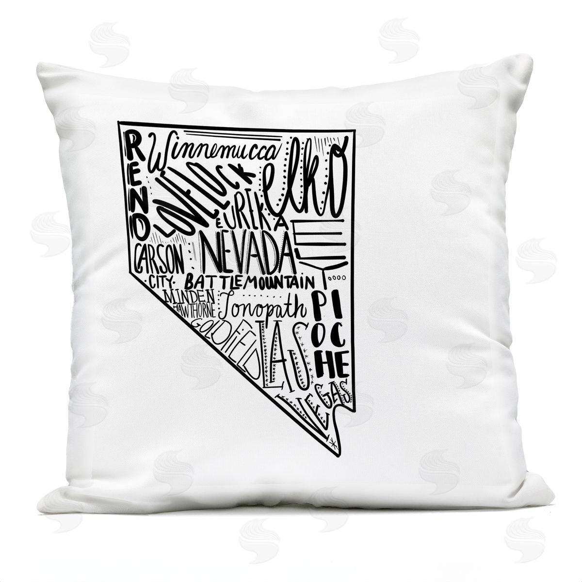 Nevada State Typography Map Various Cities Outdoor Printed Pillow, Home Decor by Saturday Evening Post
