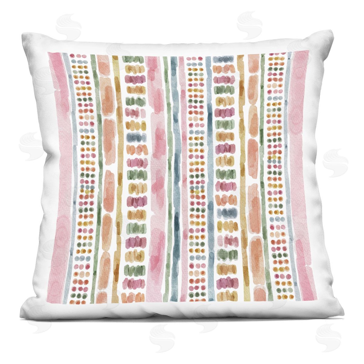 Varied Pink Dotted Boho Stripes Lines Decorative Printed Pillow, Home Decor by Nina Muis Surface Design