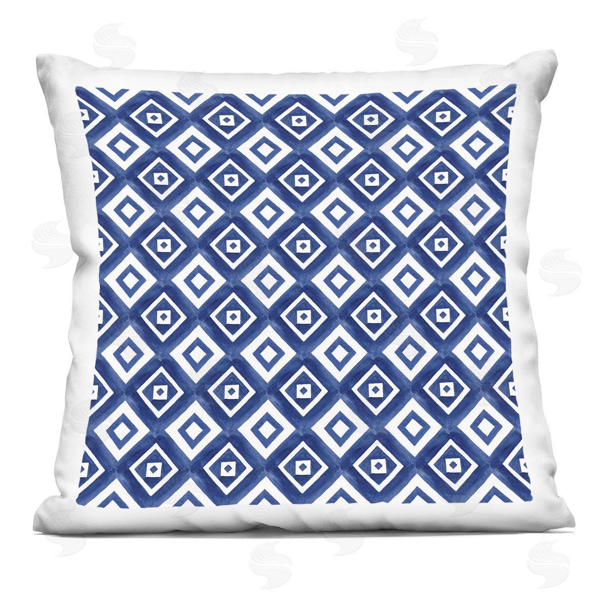 Blue White Geometric Boho Shapes Pattern Decorative Printed Pillow, Home Decor by Nancy McKenzie