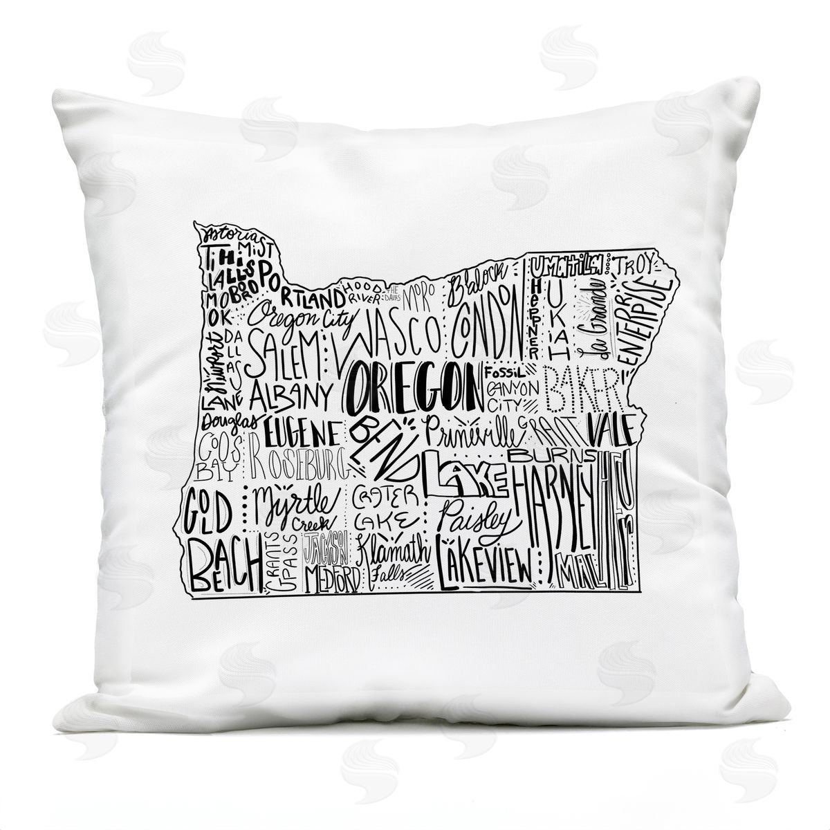 Oregon State Outline Typography City Map Outdoor Printed Pillow, Home Decor by Saturday Evening Post