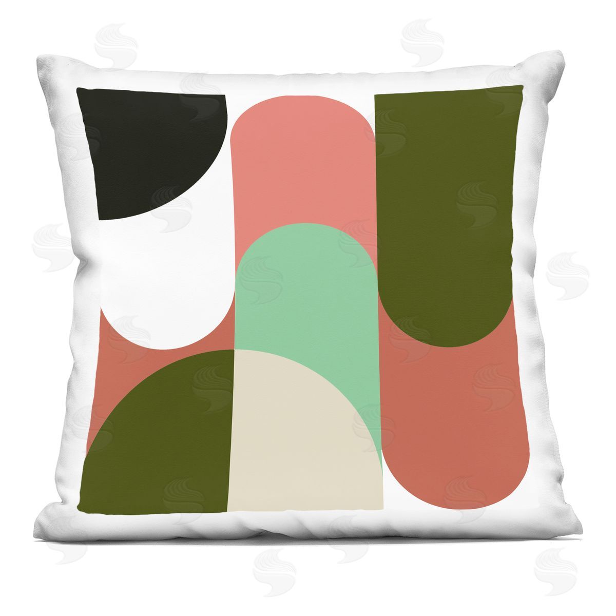 Abstract Geometric Shapes Retro Green Pink Decorative Printed Pillow, Home Decor by Stupell Studio