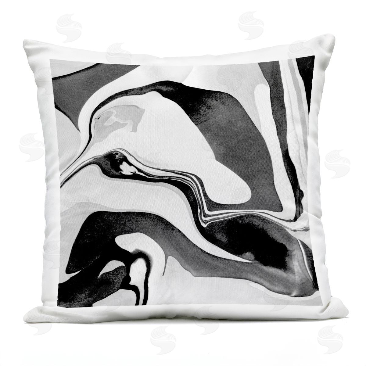 Abstract Black & White Swirl Shape Pattern Outdoor Printed Pillow, Home Decor by Stupell Studio